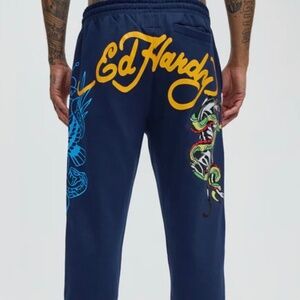 Ed Hardy Panther Bulldog Sweatpants - Navy